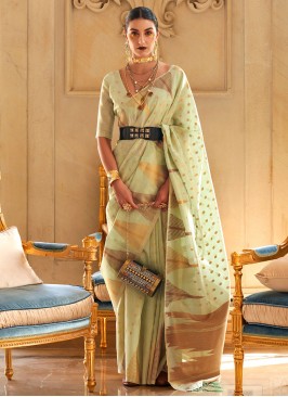 Irresistible Sea Green Handloom silk Classic Saree