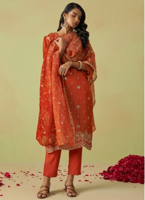 Irresistible Shimmer Zari Crimson and Red Trendy Salwar Kameez