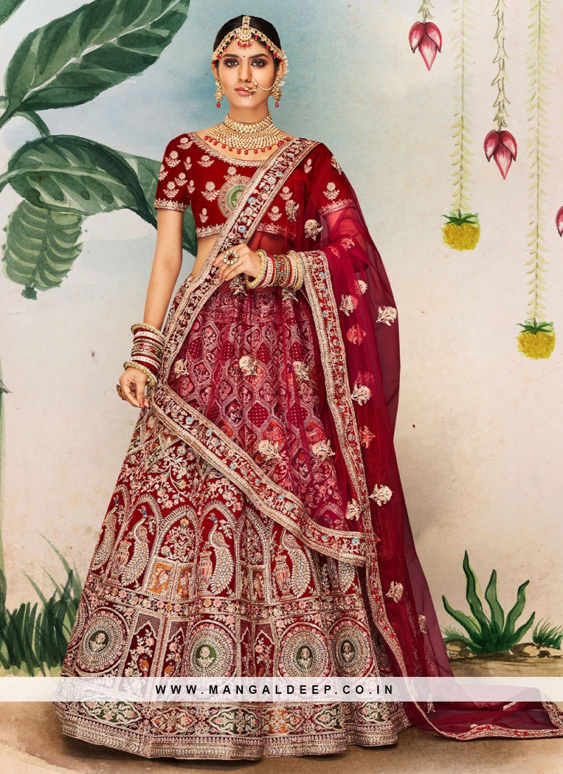 Brown Zari Worked Soft Net Wedding Wear Lehenga Choli - Absolutely Desi