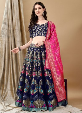 Jacquard Silk Violet Designer Lehenga Choli