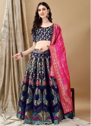 Jacquard Silk Violet Designer Lehenga Choli