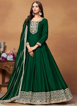 Jazzy Art Silk Green Sequins Designer Salwar Kamee