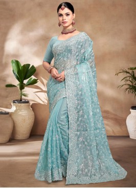 Jimmy Chu Aqua Blue Classic Saree