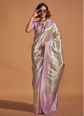 Kanjivaram Silk Grey Woven Saree