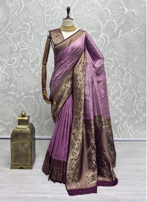 Kanjivaram Silk Lavender Contemporary Saree