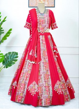 Lace Rayon Designer Lehenga Choli in Hot Pink