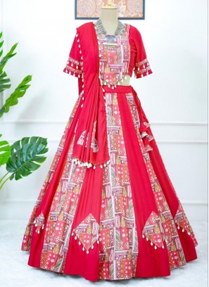 Lace Rayon Designer Lehenga Choli in Hot Pink