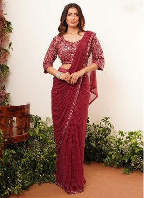 Latest Maroon and Rust Classic Saree