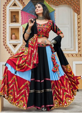 Latest Mirror Rayon Blue Readymade Lehenga Choli