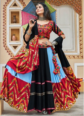 Latest Mirror Rayon Blue Readymade Lehenga Choli