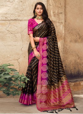 Latest Multi Colour Raw Silk Trendy Saree