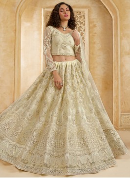 Latest Thread Cream Net Lehenga Choli