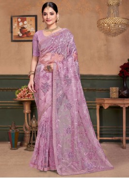 Lavender and Magenta Color Classic Saree