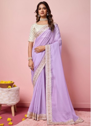 Lavender Ceremonial Organza Designer Saree