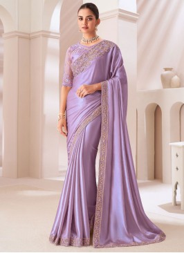 Lavender Chiffon Satin Festival Classic Saree