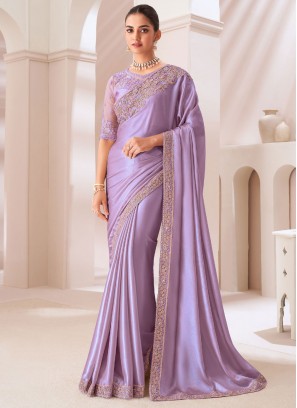 Lavender Chiffon Satin Festival Classic Saree