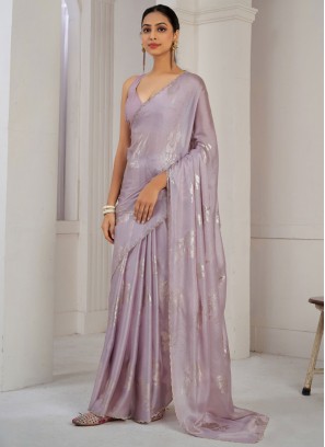 Lavender Color Classic Saree