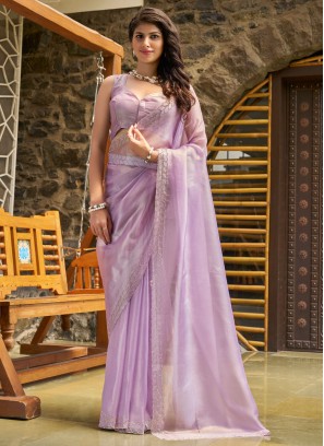 Lavender Color Contemporary Saree