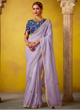 Lavender Color Contemporary Saree