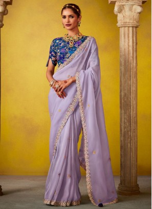 Lavender Color Contemporary Saree