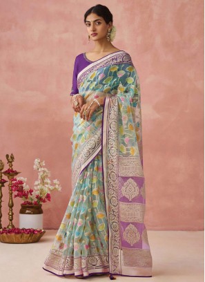 Lavender Color Traditional Saree