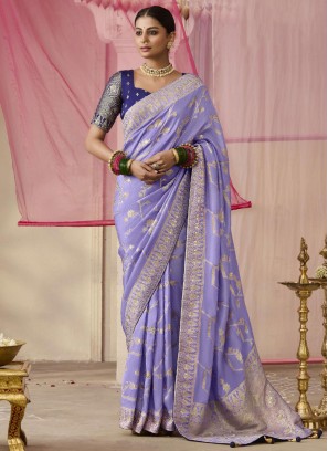 Lavender Color Traditional Saree