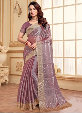 Lavender Color Trendy Saree