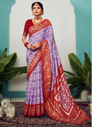 Lavender Cotton Silk Festival Trendy Saree