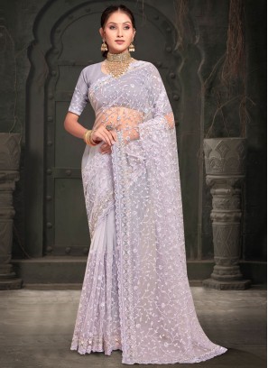 Lavender Embroidered Festival Contemporary Saree