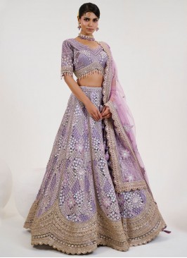 Lavender Net Zari Readymade Lehenga Choli