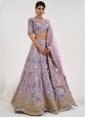 Lavender Net Zari Readymade Lehenga Choli