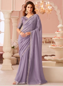 Lavender Sangeet Georgette Designer Saree