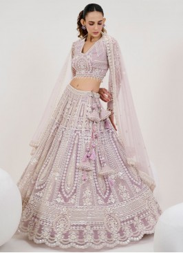 Lavender Wedding Net Readymade Lehenga Choli