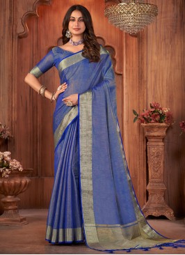 Linen Trendy Saree in Blue