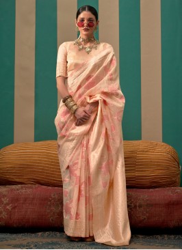 Linen Weaving Cream Contemporary Saree