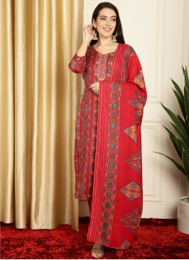 Lively Floral Print Pashmina Salwar Suit