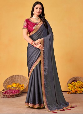 Lively Grey Designer Saree