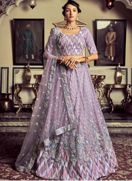 Lovely Lilak Georgette Sequence And Thread Work Le