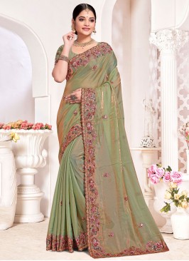 Lovely Silk Embroidered Classic Designer Saree