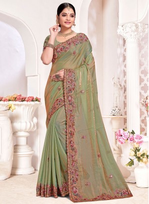 Lovely Silk Embroidered Classic Designer Saree