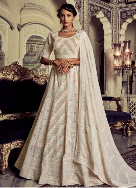 Lovely White Georgette Sequence and Thread work le