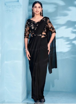 Lycra Classic Saree in Black