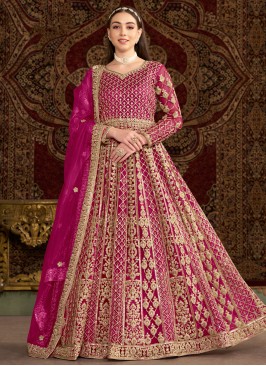 Magenta and Rani Engagement Floor Length Gown