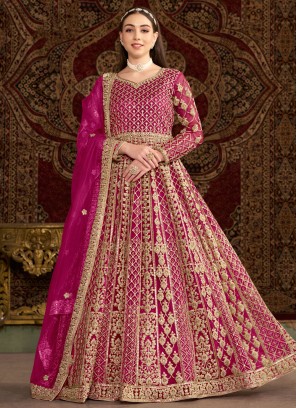 Magenta and Rani Engagement Floor Length Gown