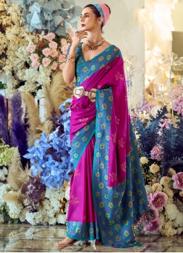 Magenta and Rani Weaving Trendy Saree