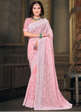 Magnetize Georgette Pink Contemporary Saree