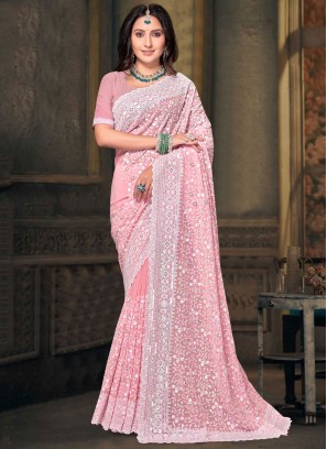 Magnetize Georgette Pink Contemporary Saree