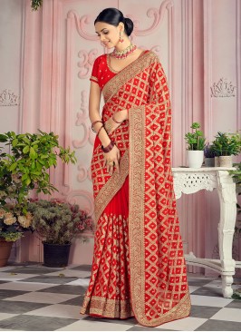 Magnetize Georgette Red Stone Traditional Saree