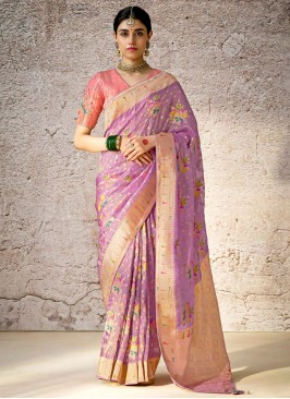 Majestic Lavender Zari Trendy Saree