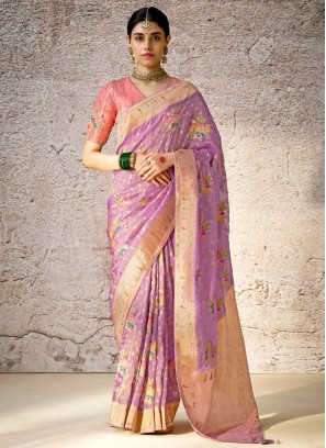 Majestic Lavender Zari Trendy Saree